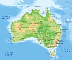 Austrálie, fyzická mapa – Bardocz Peter Shutterstock