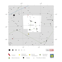 Havran, mapa souhvězdí – International Astronomical Union + Sky & Telescope (CC BY 3.0), česká legenda CoJeCo.cz (CC BY 4.0)