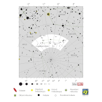 Chameleon, mapa souhvězdí – International Astronomical Union + Sky & Telescope (CC BY 3.0), česká legenda CoJeCo.cz (CC BY 4.0)