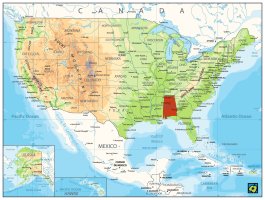 Alabama, poloha státu – CoJeCo.cz (CC BY-SA 4.0)