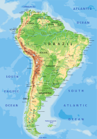 Jižní Amerika, fyzická mapa – Bardocz Peter / Shutterstock