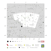 Fénix, mapa souhvězdí – International Astronomical Union + Sky & Telescope (CC BY 3.0), česká legenda CoJeCo.cz (CC BY 4.0)
