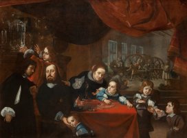 Karel Škréta: Podobizna řezače drahokamů Dionysia Miseroniho a jeho rodiny (asi 1653), NG – volné dílo