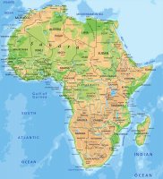 Afrika, fyzická mapa – Bardocz Peter / Shutterstock