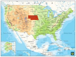 Nebraska, poloha státu – CoJeCo.cz (CC BY-SA 4.0)