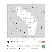 Hodiny, mapa souhvězdí – International Astronomical Union + Sky & Telescope (CC BY 3.0), česká legenda CoJeCo.cz (CC BY 4.0)