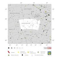 Dalekohled, mapa souhvězdí – International Astronomical Union + Sky & Telescope (CC BY 3.0), česká legenda CoJeCo.cz (CC BY 4.0)