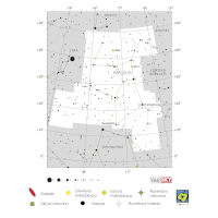 Herkules, mapa souhvězdí – International Astronomical Union + Sky & Telescope (CC BY 3.0), česká legenda CoJeCo.cz (CC BY 4.0)