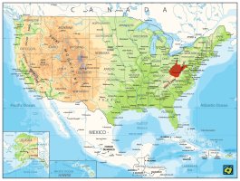 West Virginia, poloha státu – CoJeCo.cz (CC BY-SA 4.0)
