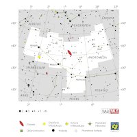 Andromeda, mapa souhvězdí – International Astronomical Union + Sky & Telescope (CC BY 3.0), česká legenda CoJeCo.cz (CC BY 4.0)