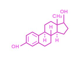 Hormon estradiol ze skupiny estrogenů, strukturní vzorec – Oleksandr Drypsiak / Shutterstock